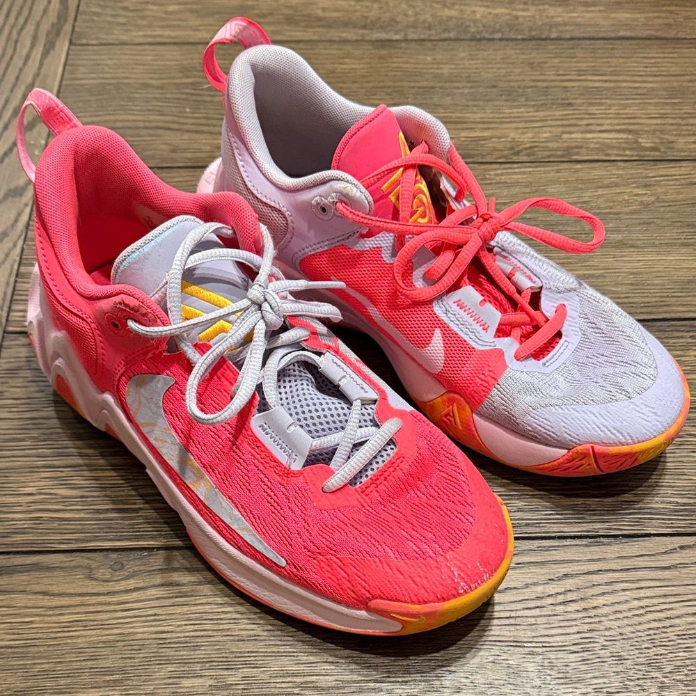 Vibrant Pink and Gray Athletic Sneakers